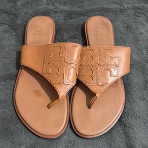 Tory Burch Tan Leather Slippers
